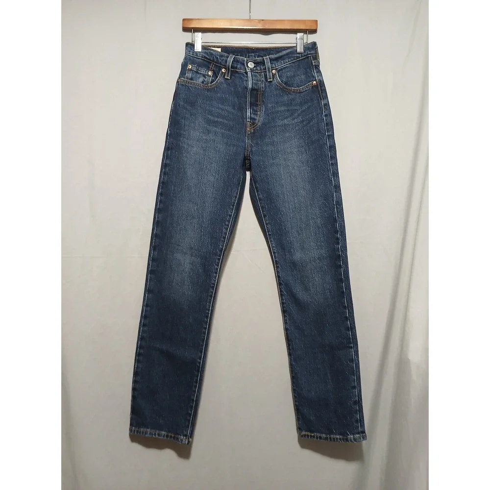 Levis 501 Original Fit Jeans Womens 25x30 Dark Wash Straight Leg 12501-0554